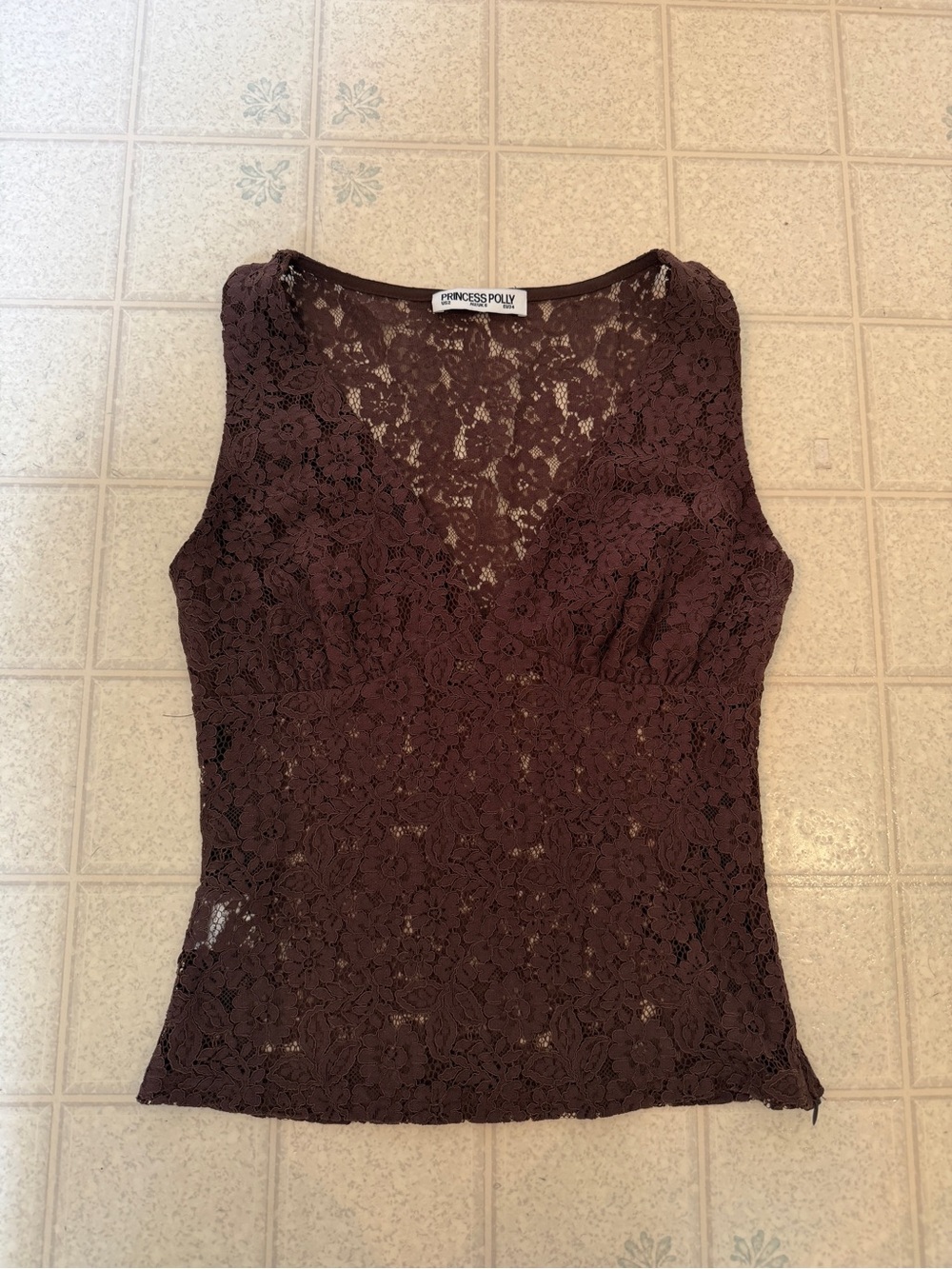 Princess Polly Lace Plunge V Neck Top Aydinn